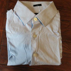 Express Men's Long Sleeve Slim Dress Shirt (Light Blue) XS